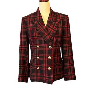 Pendleton Double Breasted Red Wool Plaid Blazer| Size 6